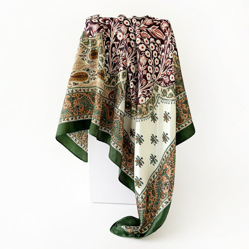 90Cm Satin Silk Scarf Turban Wholesale Classic Cashew Print Silk Scarf For Women Cross-Border Large Square Scarf Shawl