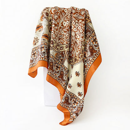 90Cm Satin Silk Scarf Turban Wholesale Classic Cashew Print Silk Scarf For Women Cross-Border Large Square Scarf Shawl