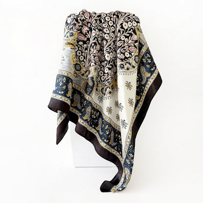 90Cm Satin Silk Scarf Turban Wholesale Classic Cashew Print Silk Scarf For Women Cross-Border Large Square Scarf Shawl